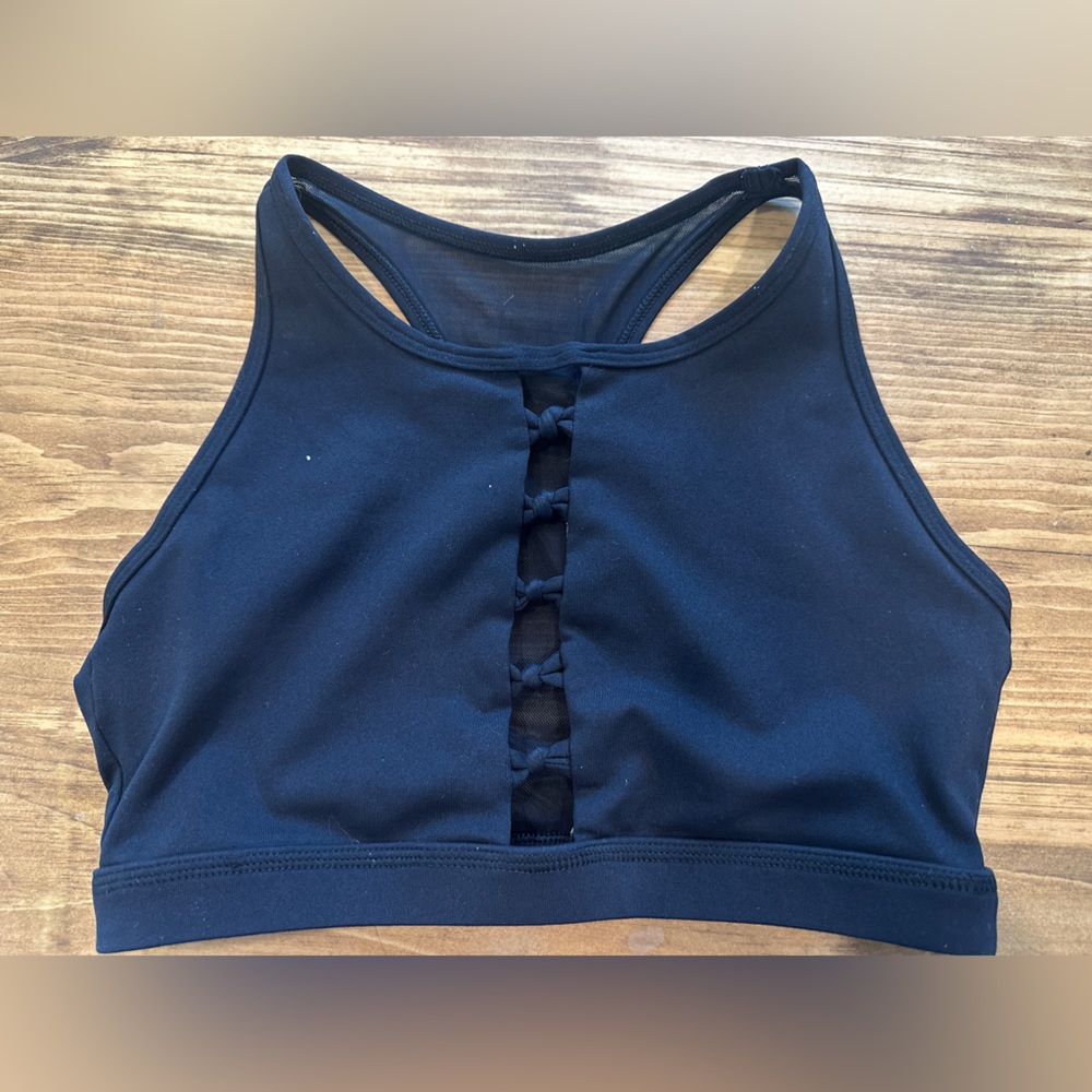 Black Sports Bra with Mesh Detail